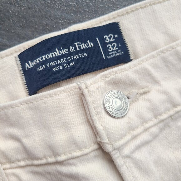 Abercrombie & Fitch Vintage Stretch 90s Slim White/Off White Jeans Men's W32xL32 - Picture 3 of 8